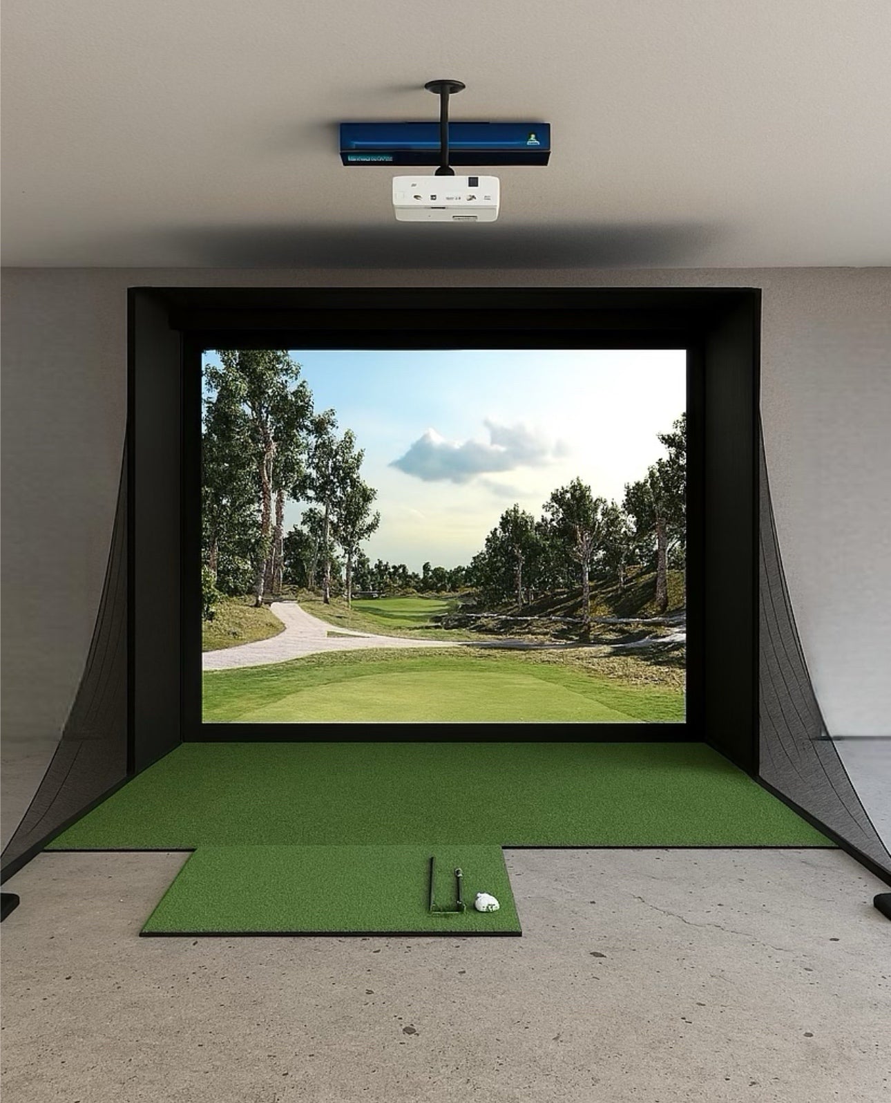 TruGolf Apogee Golf Simulator with Elite 10x10 Enclosure & InFocus Nemesis Projector