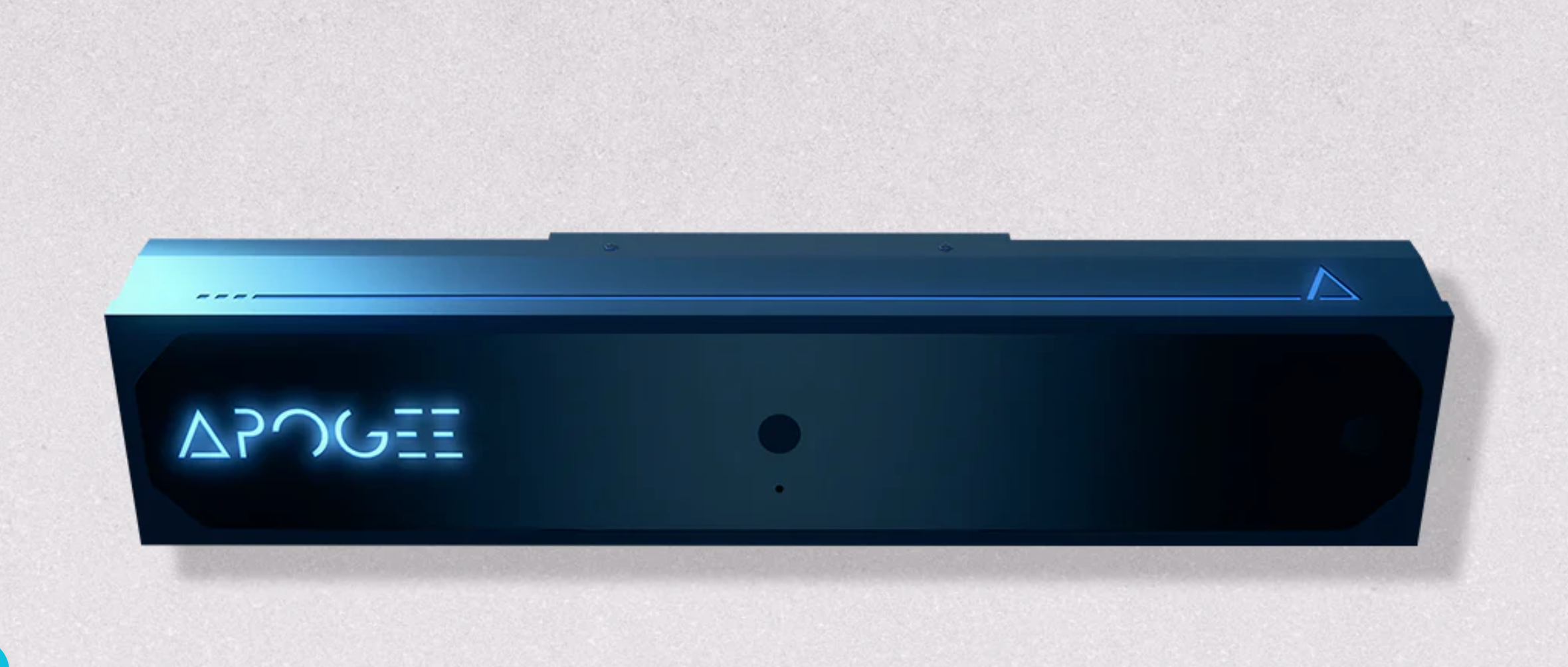 Black electronic device with 'ApoGee' branding on a light gray background