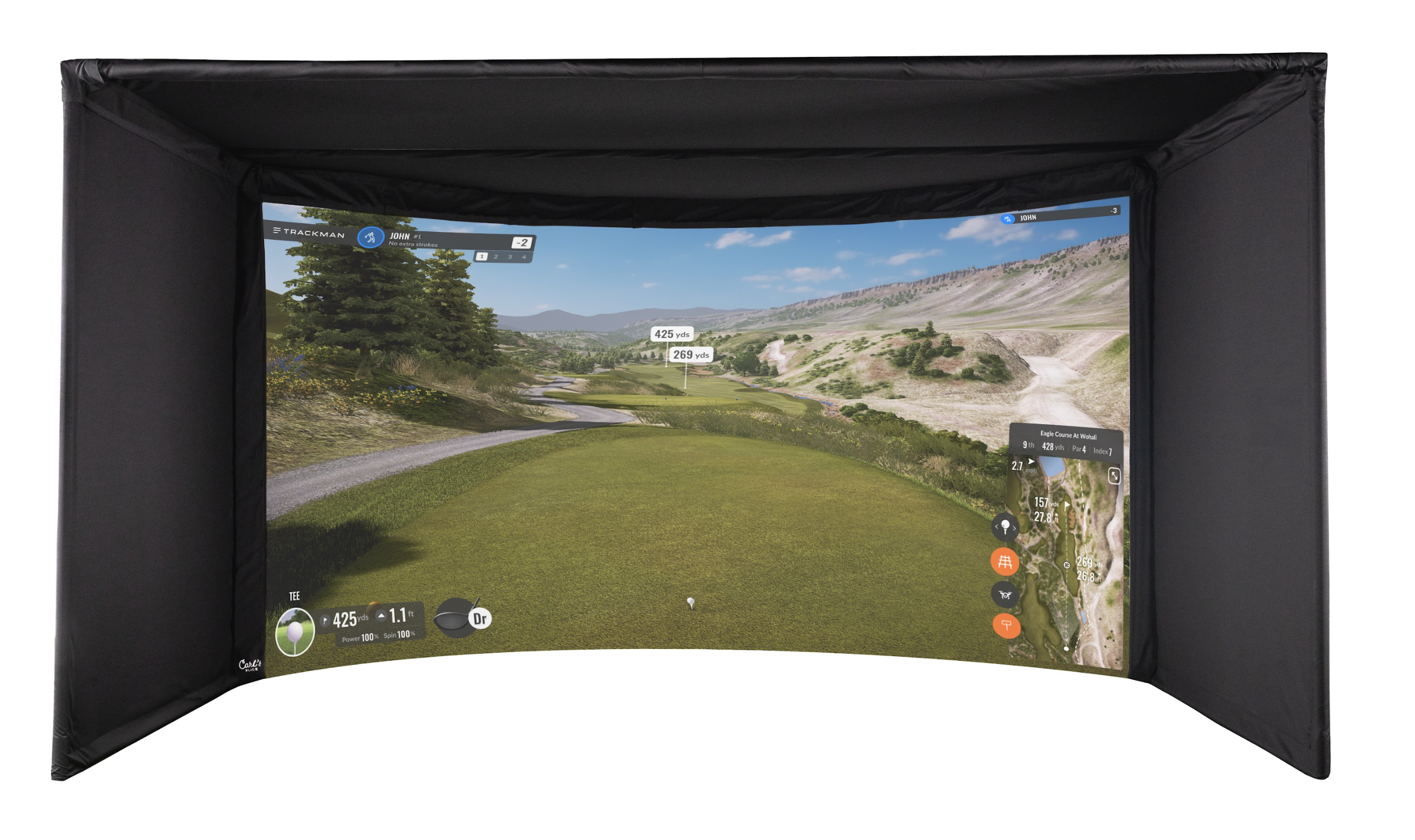 Carl’s Place Curved Golf Simulator Enclosure Kit – Immersive Panoramic Experience