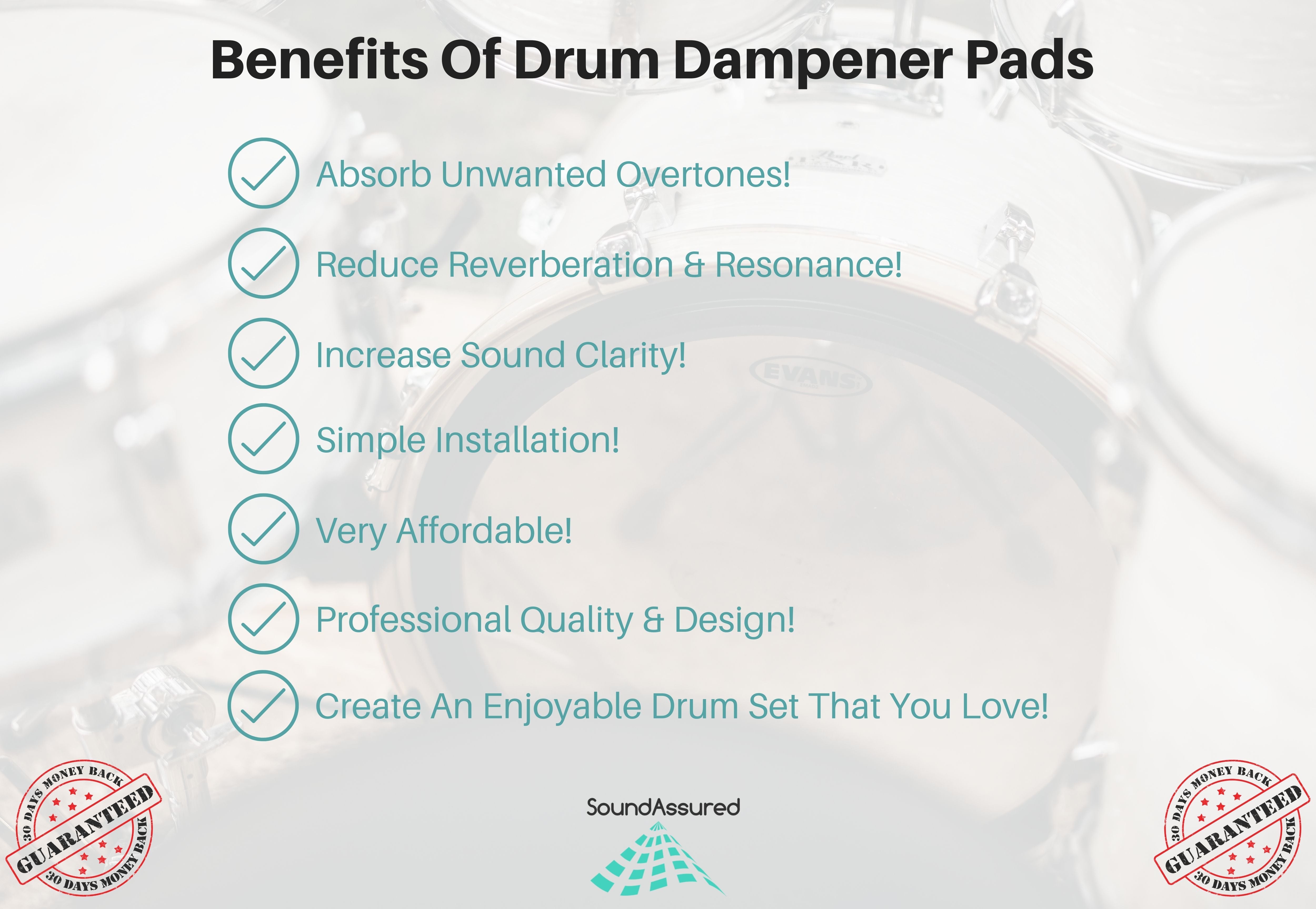 Drum Dampening Gel Pads | Reduce Overtones & Improve Tone