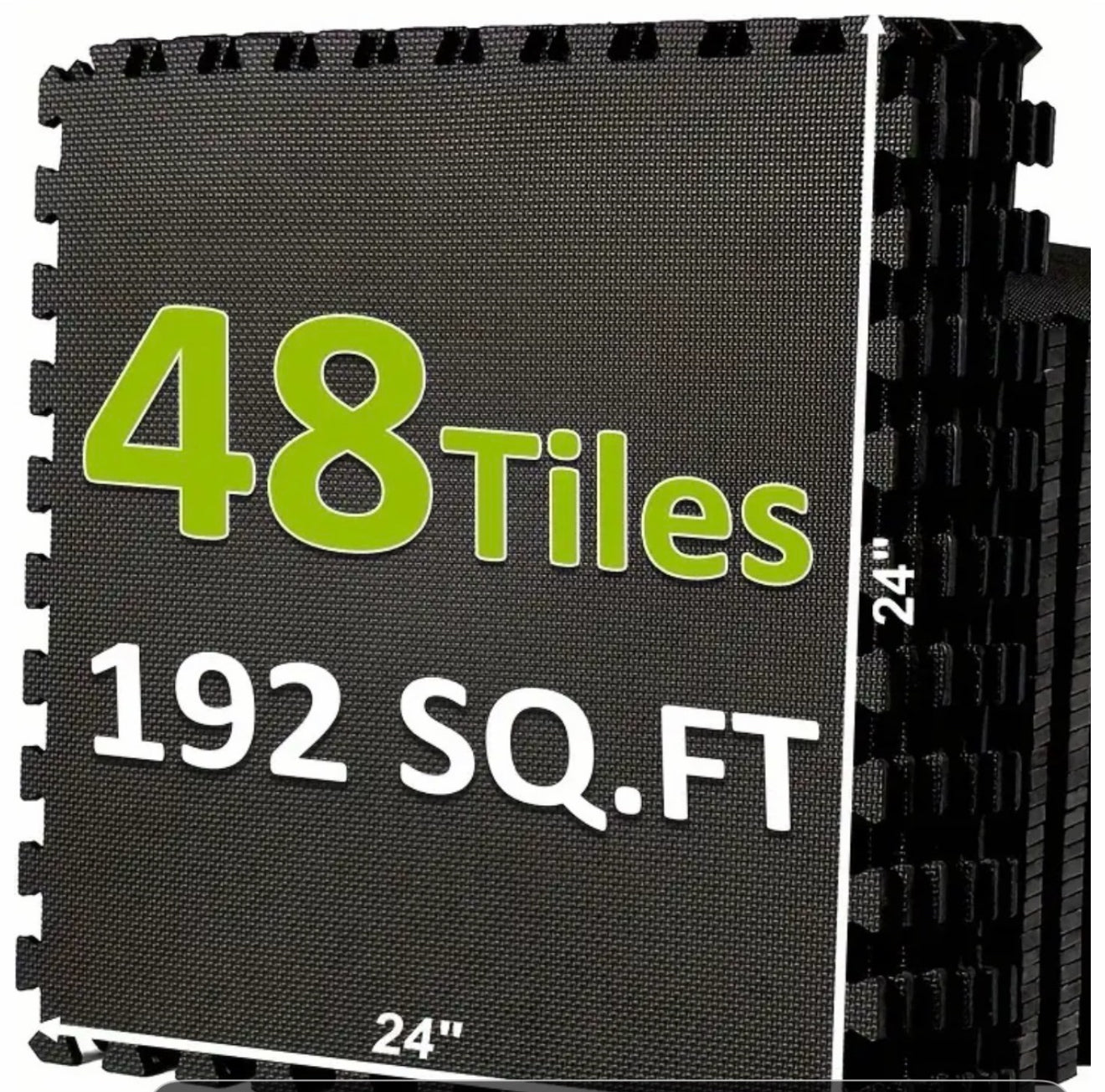 3/8" Thick 24" x 24" Rubber Floor Tiles – Pack of 48 for Golf Simulator Flooring
