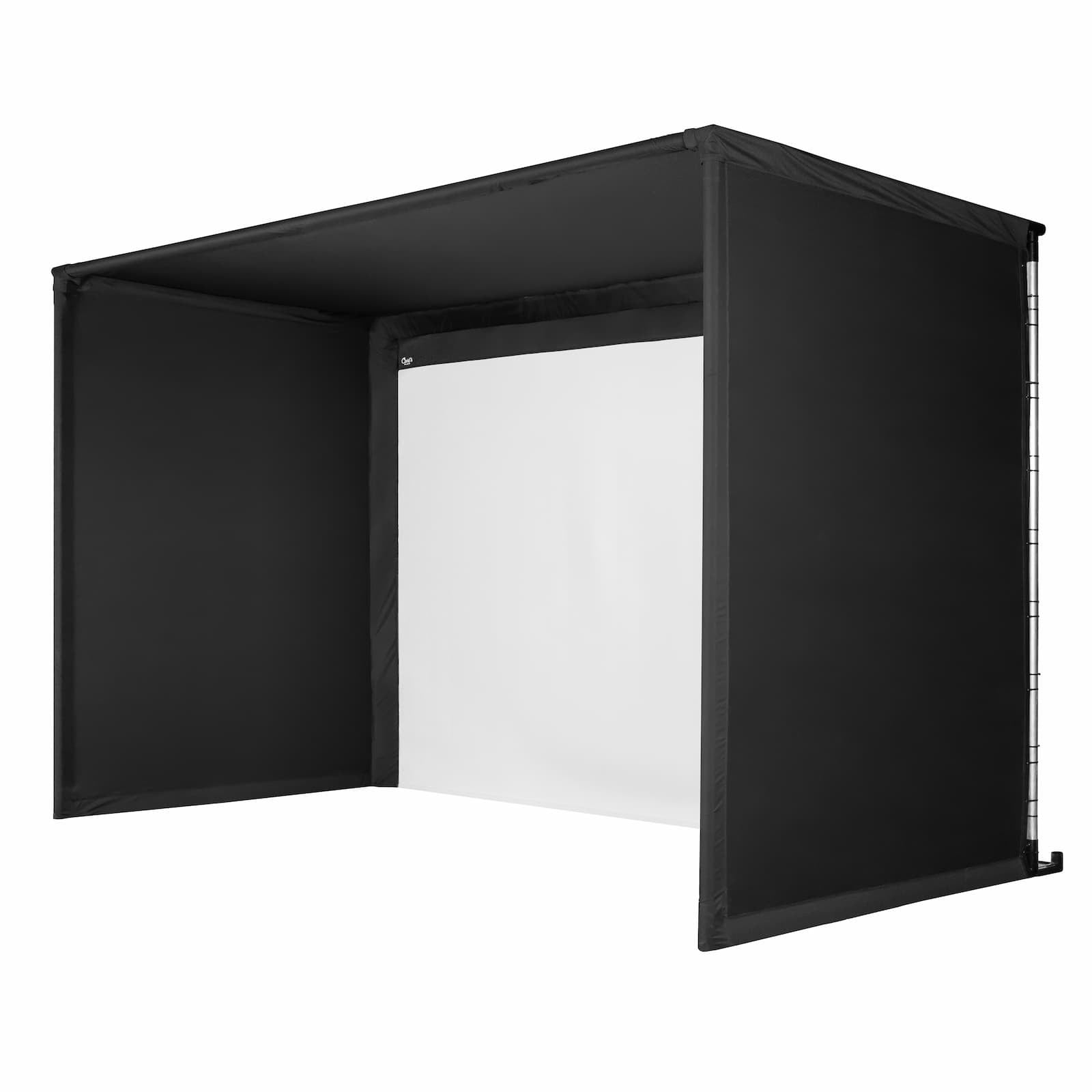 Black photography studio box with a white interior on a white background
