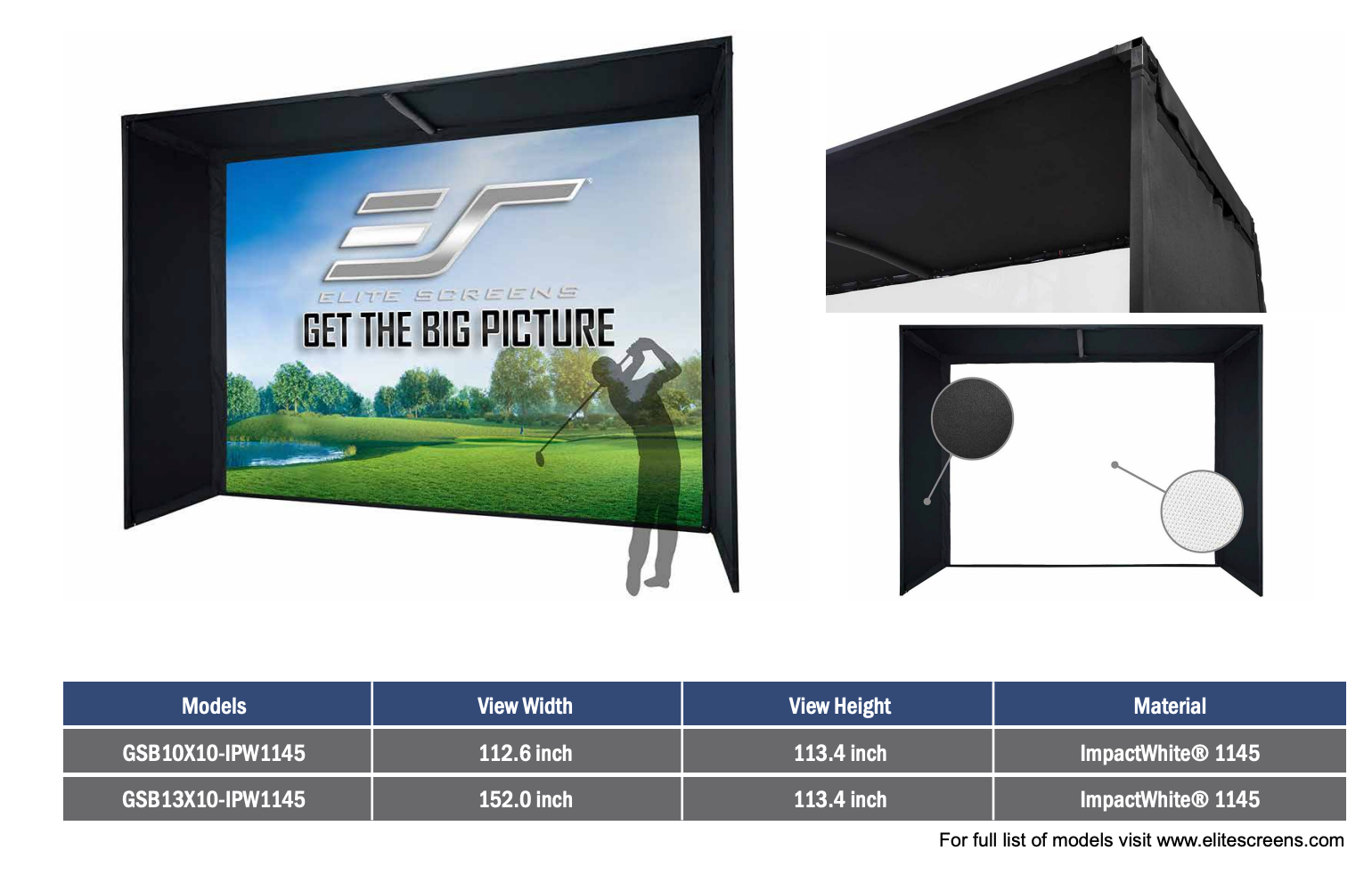 Elite Screen GolfSim Bay Series - Complete Golf Simulator Screen & Enclosure System