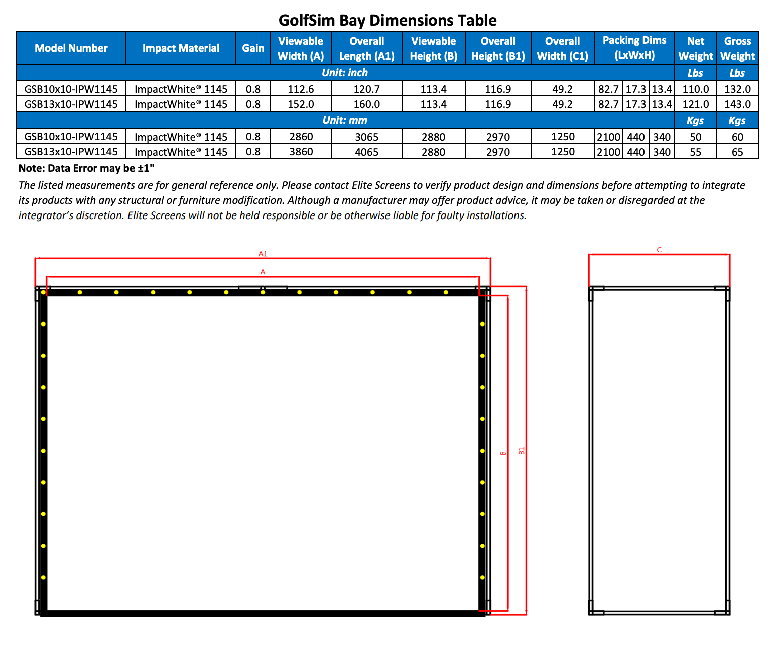 Elite Screen GolfSim Bay Series - Complete Golf Simulator Screen & Enclosure System