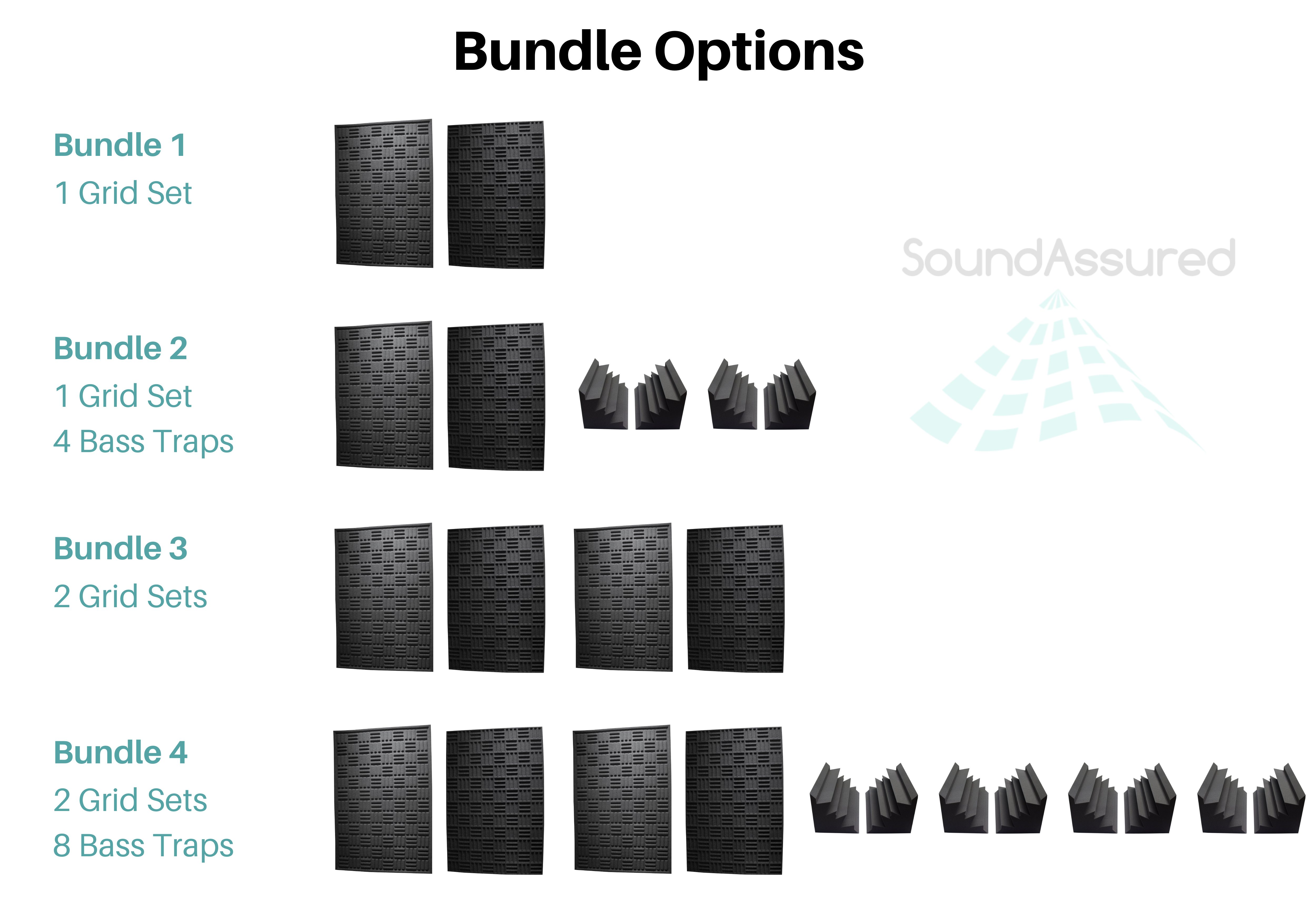 Grid Style Acoustic Foam Panels - Acoustic Foam Room Kits