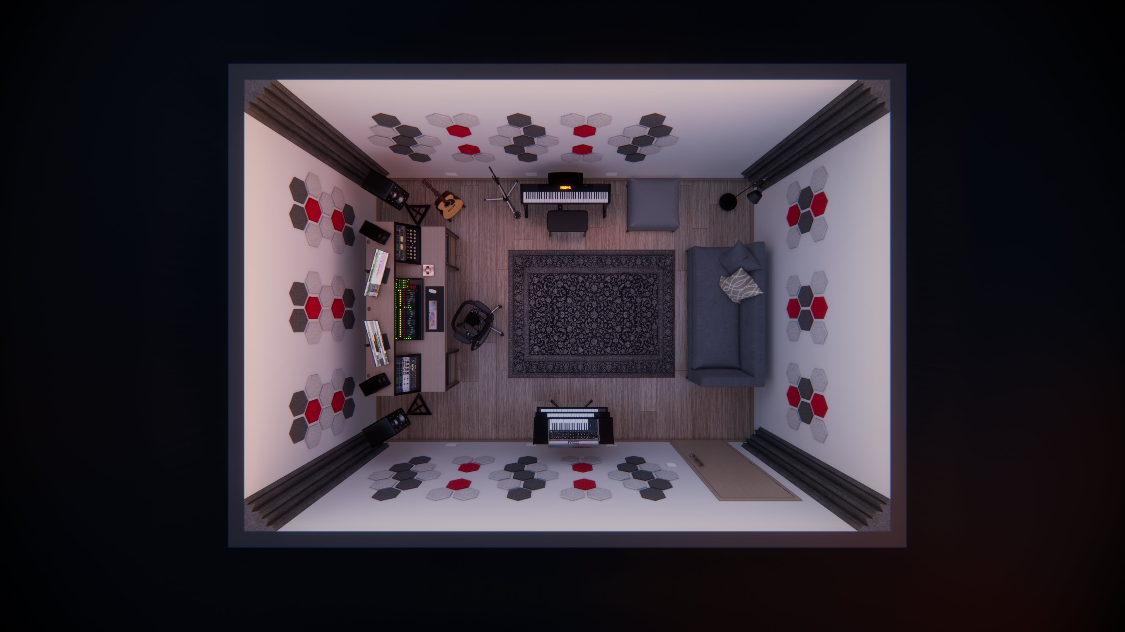 Hexagon Polyester Acoustic Panels - 12 Pack | Eco-Friendly Sound Absorption | Easy Peel & Stick Installation