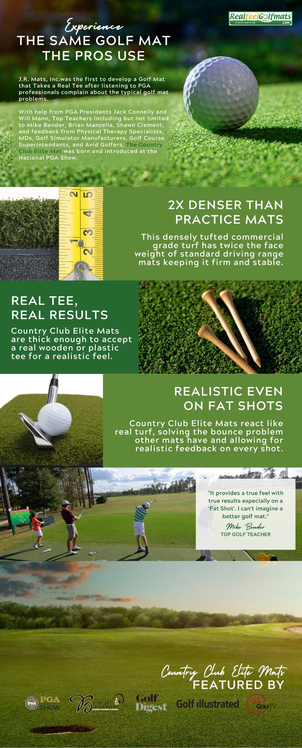 Country Club Elite® Golf Mat | Real Feel™ Premium Golf Hitting Mat