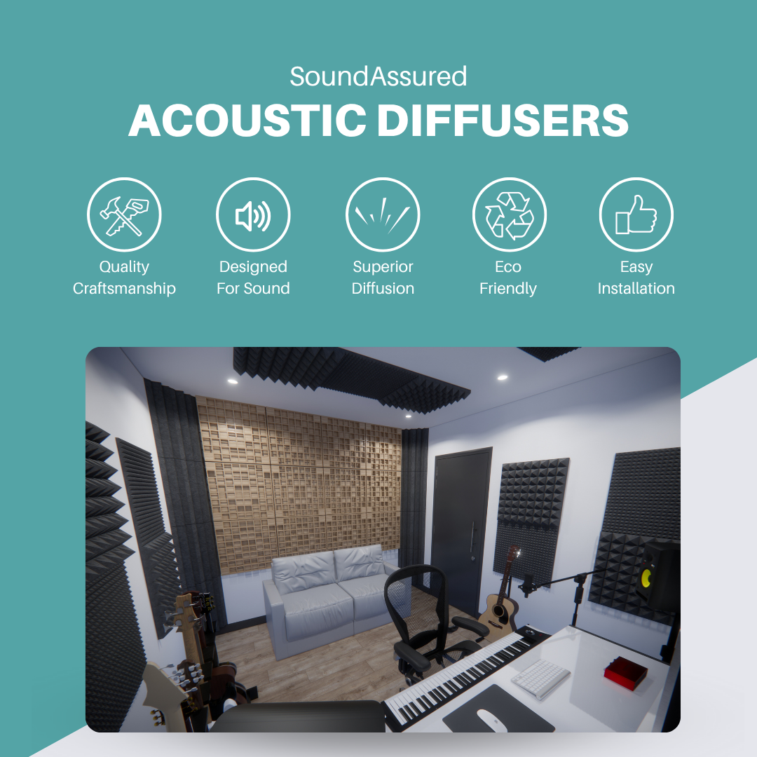 Pine Wood Acoustic Diffuser - Wooden Acoustic Diffusion Panel For Sound Scattering