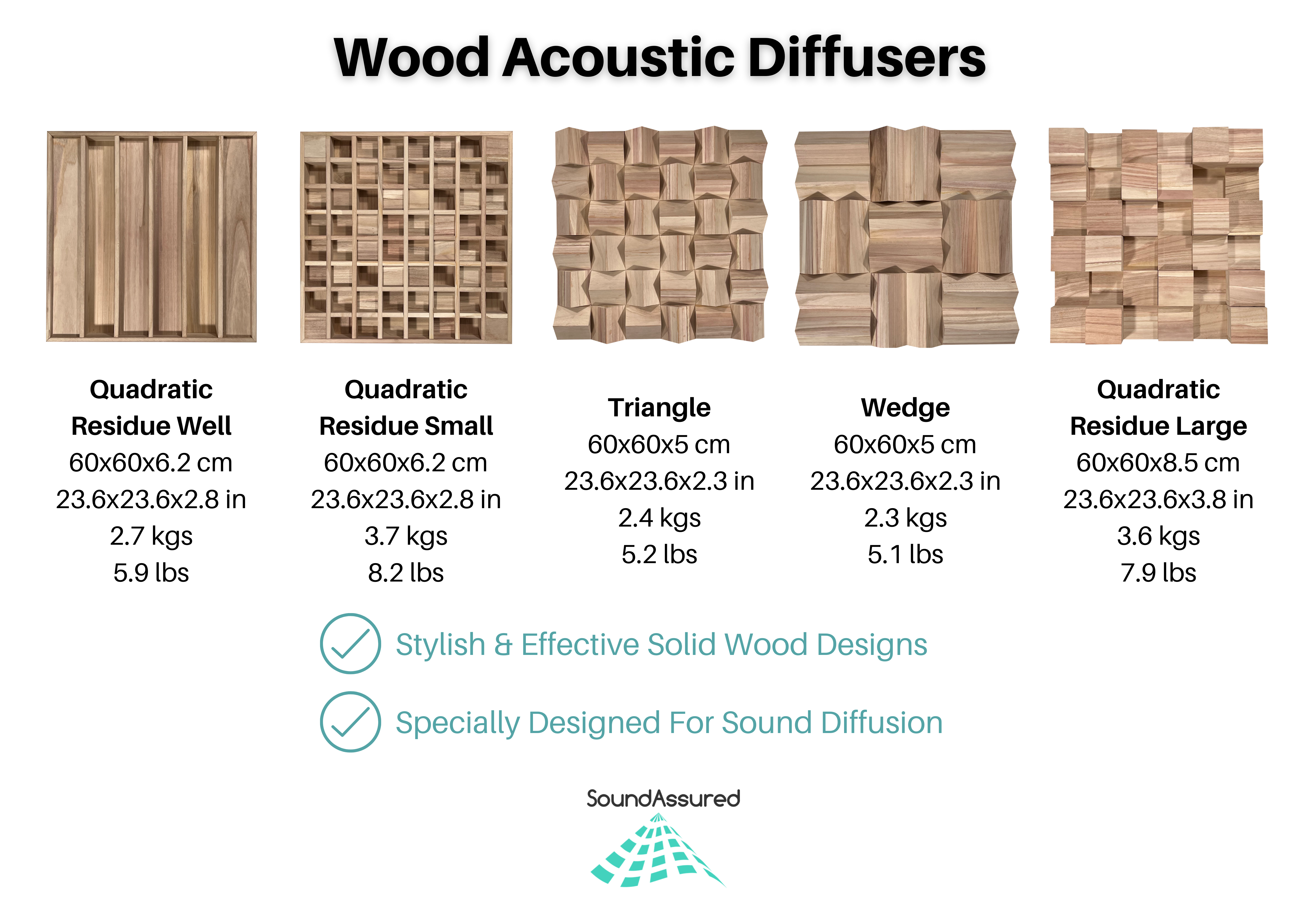 Volume Diffusers Panel Wood Acoustic Diffuser Panel | Solid Paulownia Wood Sound Diffuser for ...